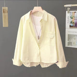 Design Behind The Fashion Open Short Loose Long-Sleeved Shirt Shirt Casual 2025 Coat Spring