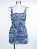 Women's New Three-Dimensional Flowers Solid Color Sexy Sling Dress With Bare Back Temperament Banquet Dress Dress Dress