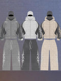 Street Color Double Hat Design Letter Hooded Cardigan Autumn And Winter Loose Y2K Sweater