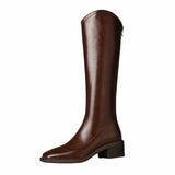 New Knight Boots In The Autumn And Winter Of 2025 Are Not Just The Knee Korean Version Of The Fashion Long-Singed Women's Coarse Legs Plus Velvet Rough And Square Head V
