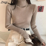 Basic Sweaters Women Slim Knitted Pullover Korean Style Long Sleeve Warm Jumper Autumn Winter Soft Knitwear Pull