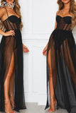 Summer Women Mesh Sexy Cover Ups Sundress Perspective Sleeveless Backless Casual Long Bathing Suit Beach