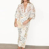 New Women's Temperament Elegant Snake Print Shirt Long Sleeve Open Skirt Loose