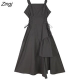 Dress Women Asymmetrical Design Chic Streetwear Newest Trendy Slim Summer Vestidos Korean Ulzzang Style Y2k