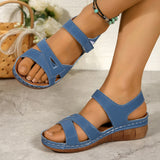 New Large-Size Casual Fish Mouth Sandals Roman Sandals Wearing Magic Sticker And Thick-Soled Sandals