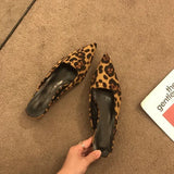 Female Low-Heeling Point 2025 New French Temperament Fine And Leopard-Print Lazy Light-Mouthed Cold