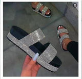 Women's Shoes Summer New Thick-Bottomed Color Drill Beach Slippers Fashion Casual Cool Slippers