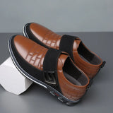 Zingj Fashion Casual Single Shoes Velcro Set Foot Embroidered Men's Leather Shoes Fashion Plus-Size Men's Shoes Wenzhou