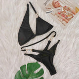 Zingj 2024 New Sexy Bikini Crystal Diamond Stripe Band Split Women's Swimsuit Luxury