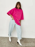 Spring Summer New 260G Cotton T-Shirt Hot Pure Color Short-Sleeved Women Loose Large Version