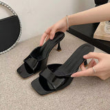 High-Hed Cool Slippers Bright Skin 2025 New Catchy And Square Toe Sexy External Wear Slippers