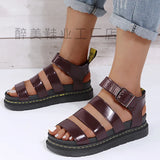 Summer New Word Sandals Women's Shoes 40-43 Large Women's Shoes Rounded Toe Flat
