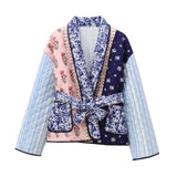 Autumn And Winter New Women's Clothing Collar Printing Cotton Loose Casual Splicing Cotton