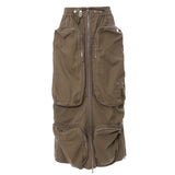 New Can Wear Two Heavy Industry Zipper Long Multi-Pocket Dress Half Skirt Bra Skirt