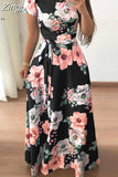 Women Summer Maxi Dress 2023 Casual Short Sleeve Boho Floral Print Long Dress Turtleneck Bandage Elegant Party Dresses