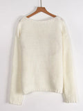 Yang Autumn And Winter Sweater Women Loose Round Collar Hand Embroidered Bow Jacket