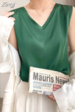 Women's Elegant Blouse Summer Sleeveless Satin Blouse Chiffon Top Shirt Office White Blouse for Women Trend