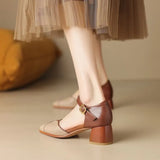 Retro Baotou Hollow Thick Heel With Women's Sandals 2025 Summer New Color High Heel Women's