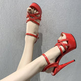 High Heel Fine Sandals Female Toe Waterproof Waterproof Table Sexy Model Show Night Shop Thick Sole Mature High