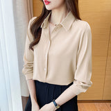 And Autumn 2025 New Advanced Sensational Anti-Floored Wrinkled-Faced Shirt For Women's French Leisure Career Commuting