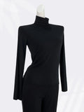 Zingj Cotton Super Soft Pendant Pile Collar Bottom Shirt Female Spring With A Slim Solid Color High Collar Long Sleeve