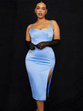 V Neck Satin Dress Sexy Casual Women's Dresses 2023new Arrivals Rose Party Dresses Celebrity Club Night Party Night