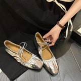 Women 2025 New Women's Shoes Spring Korean Plate Light Mouth Flat Bean Shoes Women's Style Lace Mary Jane