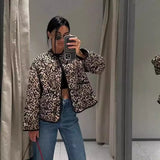 Women's Explosive Leopard Print Round-Neck Jacket Cotton