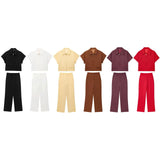 New Women's Collar Short-Sleeved Short Coat Straight Trousers 8491053