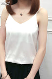Casual Summer Tank Tops Women Sexy Top Solid Gray Champagne Green Black White Loose Camisole Tank Lady Silk Top