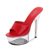 Zingj Patent Leather 15Cm Special High Heels With Sexy Waterproof Platform Hate Day Superb High Slippers Female