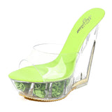 Zingj Korean Thick Platform Ultra High Heel Sandals High Transparent Special Crystal Shoe Waterproof Platform 15CM Wedge Wedge Women's