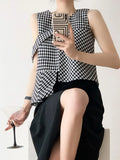 Plaid Tank Women Tops 2023 Summer Elegant Sleeveless Top Woman Office Ladies