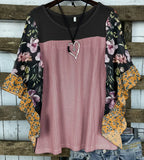 Women's Dress Spring And Summer Wish Bat Sleeve Print Color Waffug Blouse T-Shirt