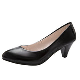 Single-Shoe Women 2025 New Pointed Light-Mouthed Four-Season Single-Shoe Fashion Coarse Heel High-Heeled Women's Shoes Large-Size Work