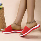 Sandals Women's 2025 Spring And Summer New Knitted Thick-Solle Beach Shoes Word Plus-Size Flat-Bottom Slippers