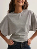 Korean Version Design Round Collar Collar Collar Short-Sleeved T-Shirt For The Summer New Simple And Pure Color Loose