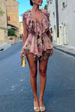 Women's Sexy Dress Sleeveless Print Irregular Dress With Lotle Side Female