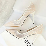 Shoes Mesh Hollow Lace Woman Pumps 2022 Spring Women Heels Sexy Party Shoes Thin Stiletto Heels Women Shoes 6