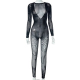 Fashion Sexy Butterfly Long-sleeved One-piece Trousers