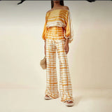 New Women's Loose Bat Sleeve Top Women's Broad Leg Trousers Fashion Suit Women Two