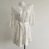 Sling With Lace Ice Pyjamas Women Spring And Autumn Sweet Floral Home Clothes Women's Summer Shoulder