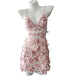 Women's Summer 2025 New Pure-Windy-Style Small Broth Skirt Embossed Lace Yarn Sling Pajamas