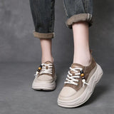 Version Of Leather Casual Shoes Women In The Autumn Of 2025 New Loose Cake Thick-Soled Bread Shoes With Two Soft-Soled Soft-Sided