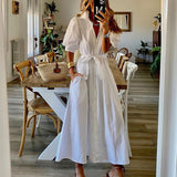 Spot Women's Wear 2025 Autumn And Winter New Fashion Temperament Pure Color In The Long Shirt Dress