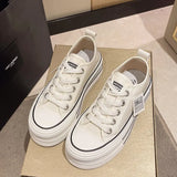 Version Of Thick-Soled High-Span Shoes Women 2025 Summer New Loose Cake Bottom Small White Shoes With Canvas Women's