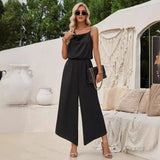 Fashion Casual Women's 2025 New Solid Color Sling Waist Wide Leg