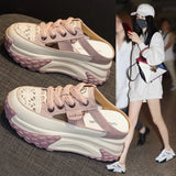Summer Head Hollow Half-Slippers Women Wear Internal High Casual Shoes Fashion Thick Soles Pedal