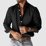 New Men's Shirt City Casual Collar Button Solid Color Men's