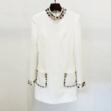 Early Spring New Star Fashion Heavy Industry Nails Studded With Colored Gemstones Diamond Long-Sleeved